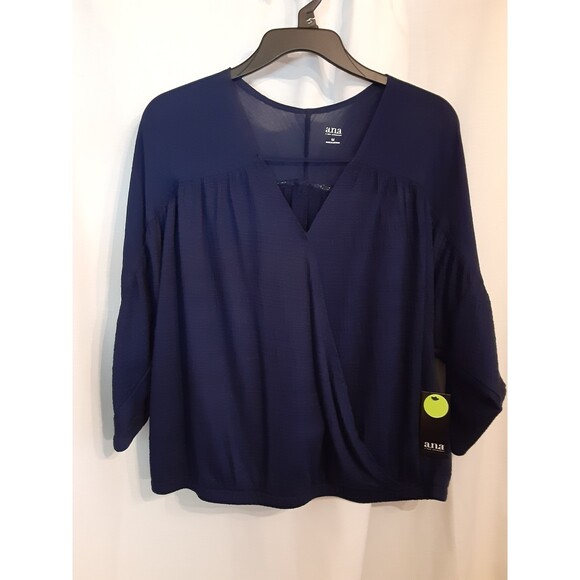 A New Approach (ana) New with Tags Navy Pull Over Blouse Top Size Medium - Picture 1 of 7